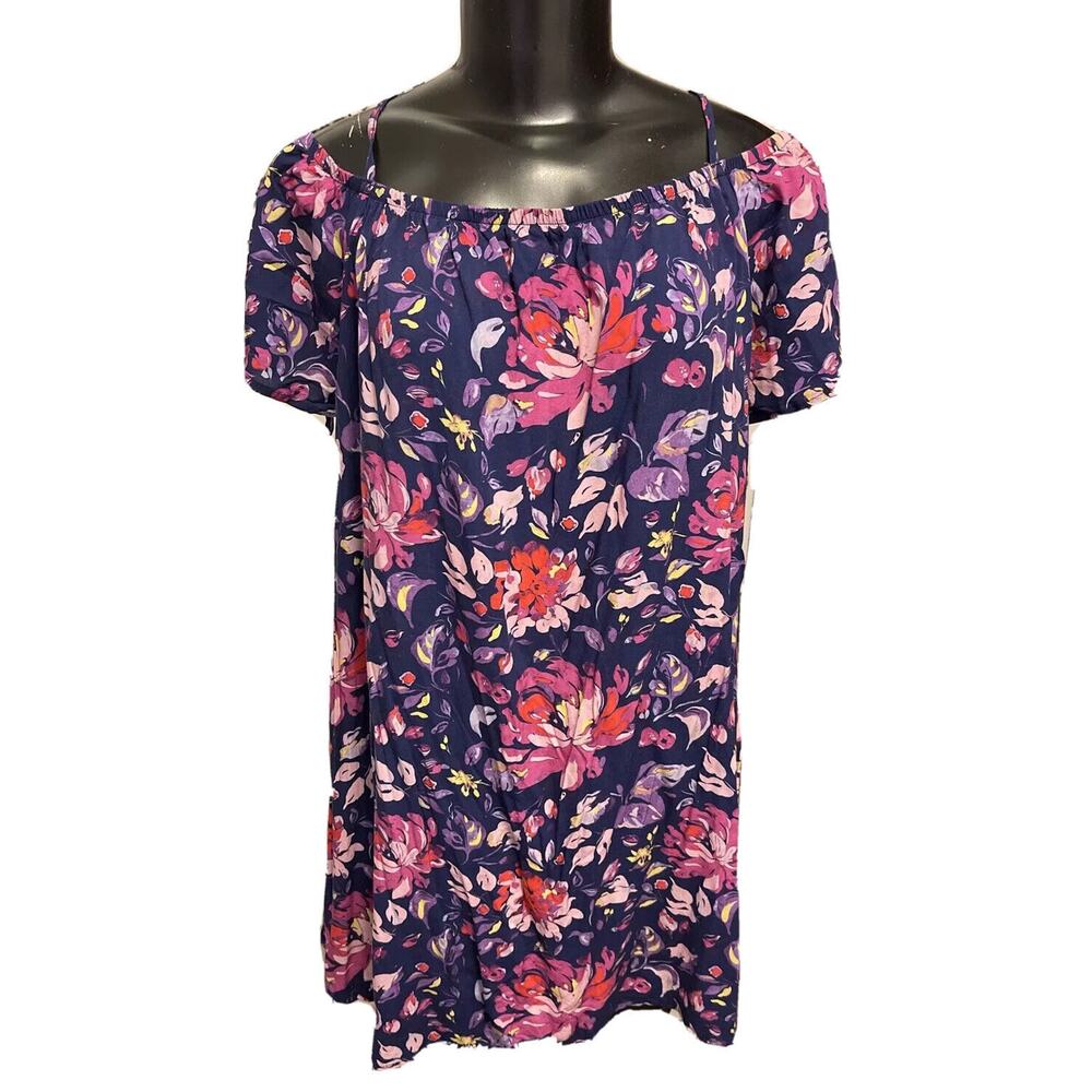 2X Grayson Threads Floral Multi-Color Off Shoulder Adjustable Strap Womens Top